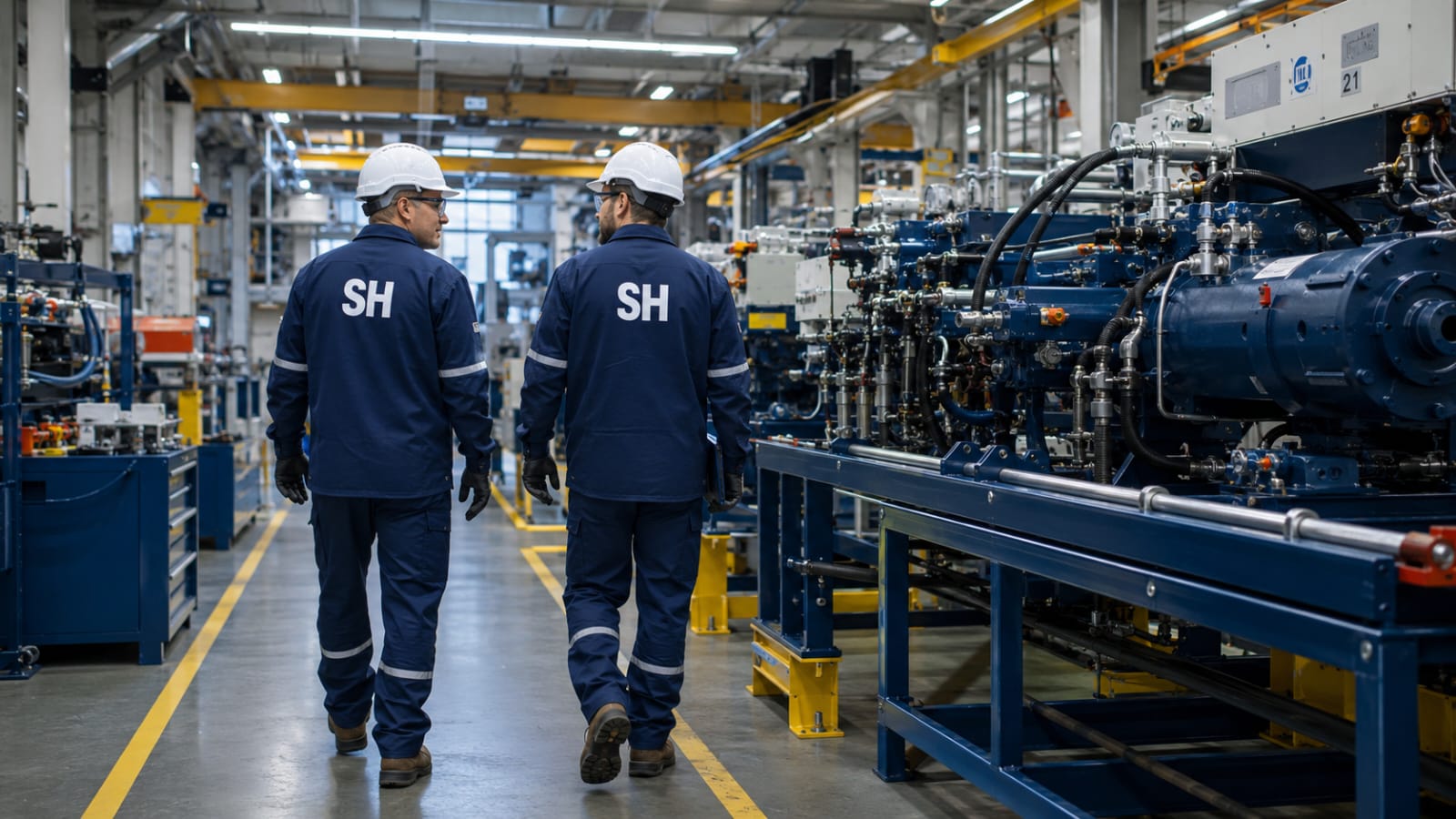 Equipe SH Hidráulica na linha de produção